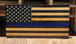 Tribute Blue Line wooden flag