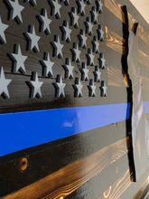 Custom Tribute Blue Line wooden flag