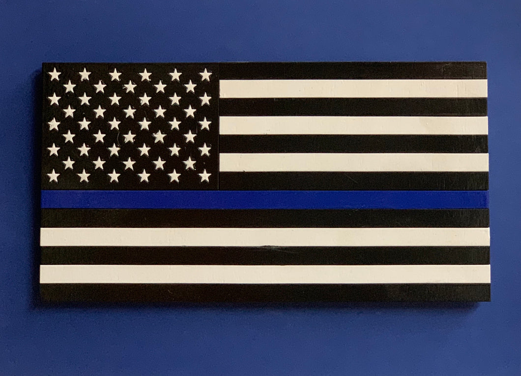 Mini Blue Line wooden flag