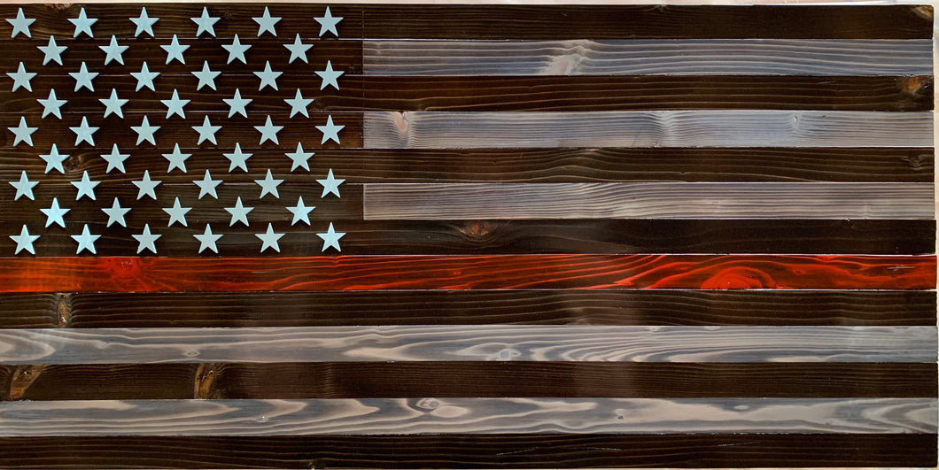 Subdued Red Line wooden flag