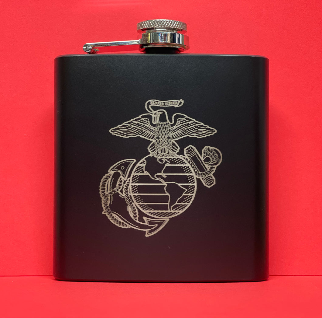 USMC Flask - Matte black powder coat.