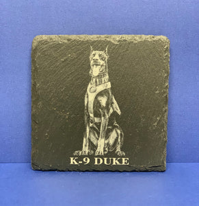 K9 DUKE 4" Square Slate Coaster- set of 2.