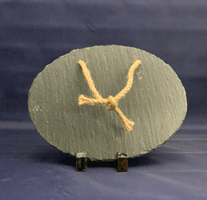 7 3/4" x 6" Oval Slate Decor with hanger string.